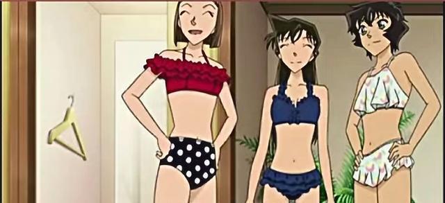 没想到柯南那么色?居然经不起小兰的泳装诱惑!