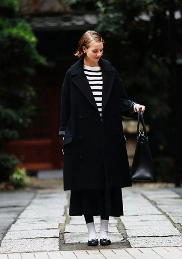 24套黑色大衣搭配指南,适合18岁-35岁女生,时髦高级有气场