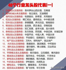 ​A股40个行业龙头股代表大集合