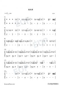 ​追光者-C调简单版-简谱五线谱钢琴谱电子琴谱