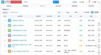​李易峰关联公司共7家，目前4家公司存续