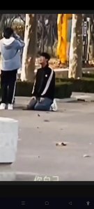 ​公园里一个男人给女人下跪磕头挽留女友