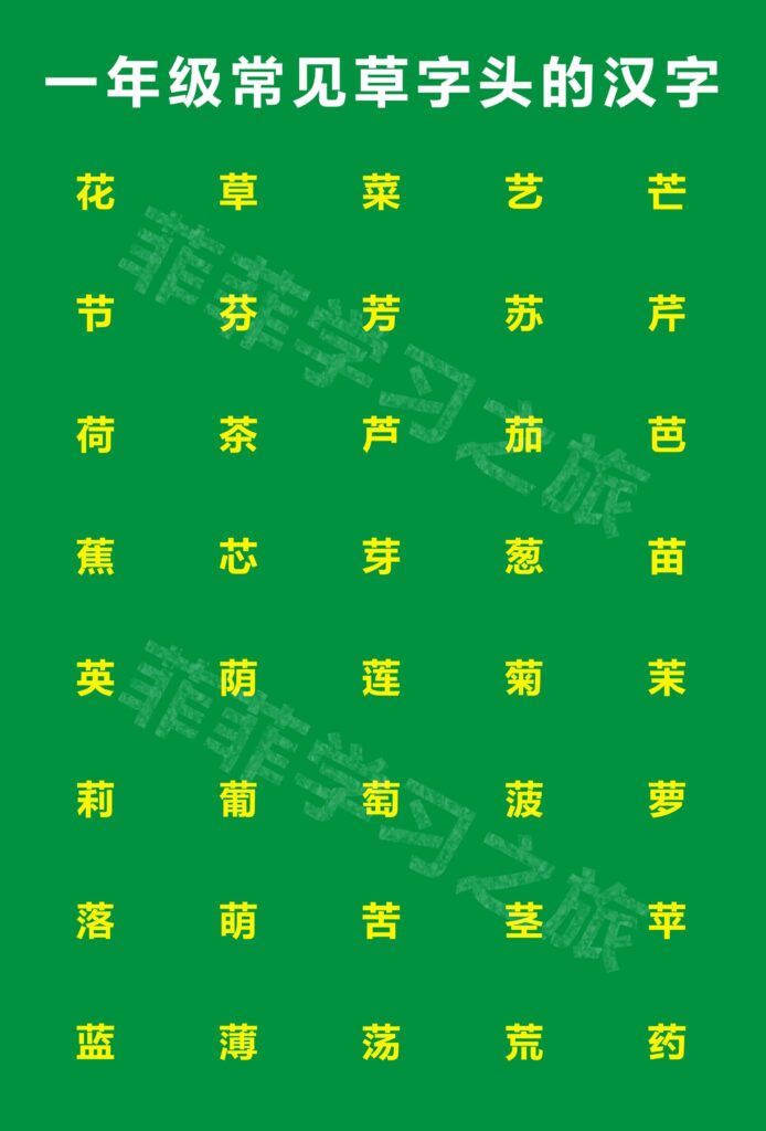 草字头加高加木读什么_一年级常见的草字头的字