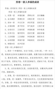 ​形容一家人温馨的成语（形容一家人温馨的成语精选）