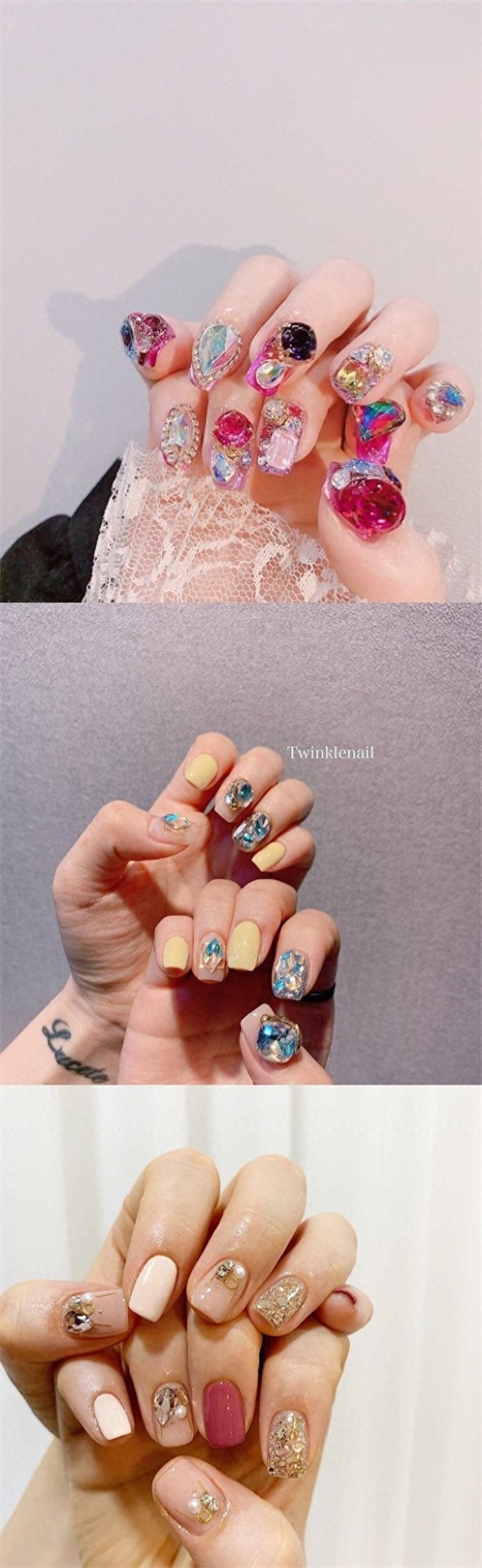 2020夏，13款超闪水钻美甲款式图分享