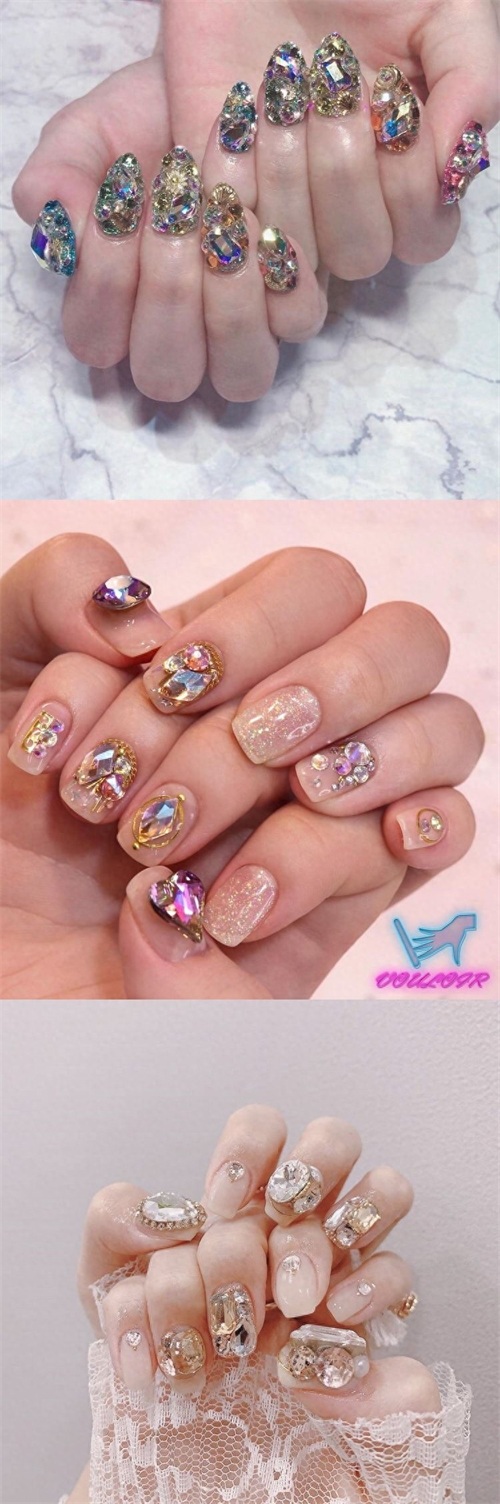 2020夏，13款超闪水钻美甲款式图分享