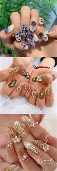 2020夏，13款超闪水钻美甲款式图分享