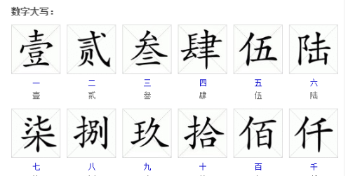 大写数字到0,0的大写怎么写?图1